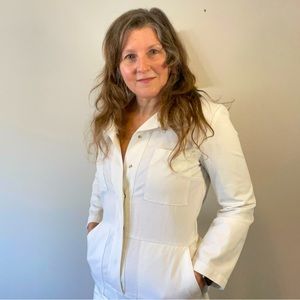 Iris Denim Shy Boy cotton canvas jumpsuit/worksuit size S